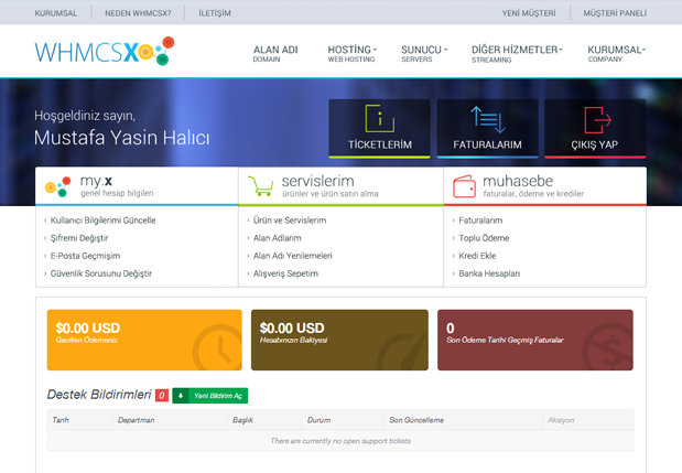  X-One Whmcs Teması Full İndir